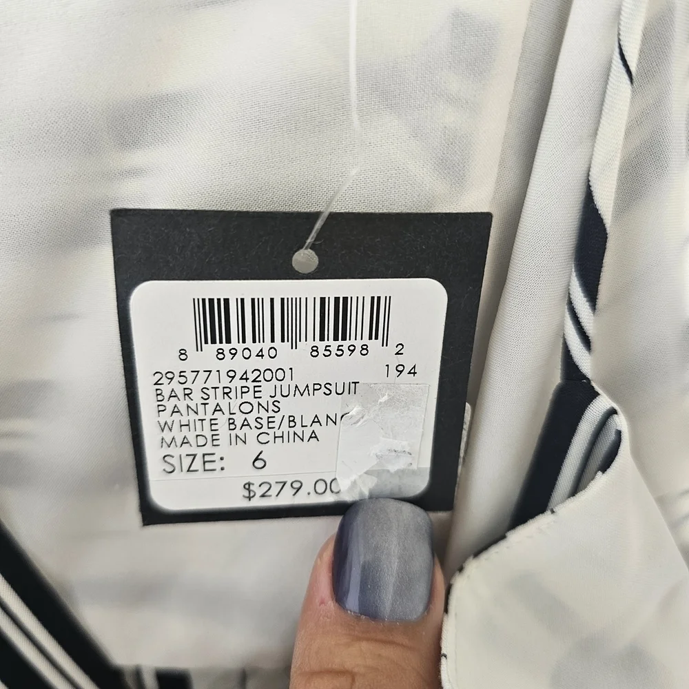 Club Monaco Black and White Striped Jumpsuit Size 10 and Size 6 - Picture 13 of 16